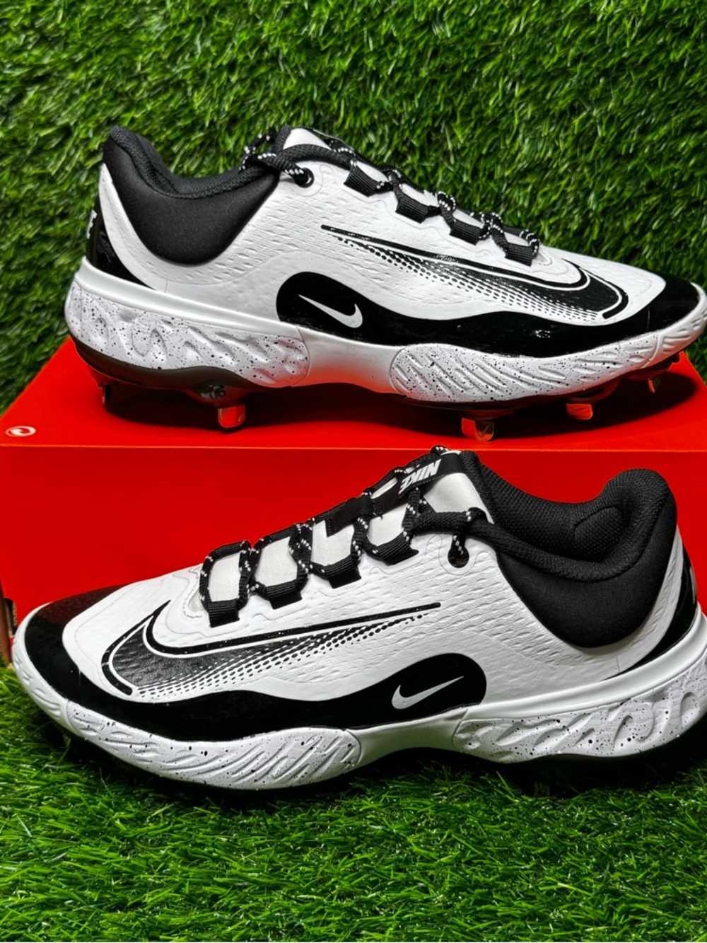 Size 9 - Mens Nike Alpha Huarache Elite 4 Low Black Baseball Cleats FD2745-110